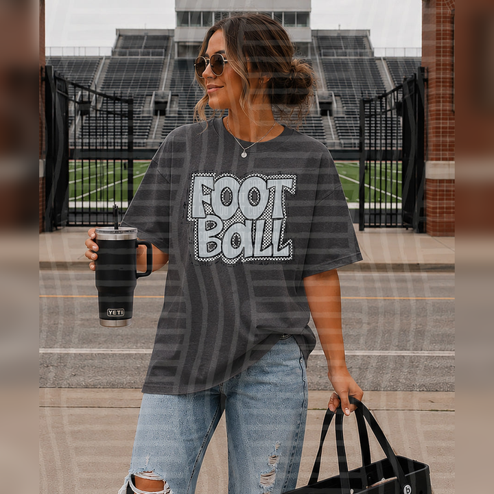 Preppy Checker Football Silver – DTF Transfer