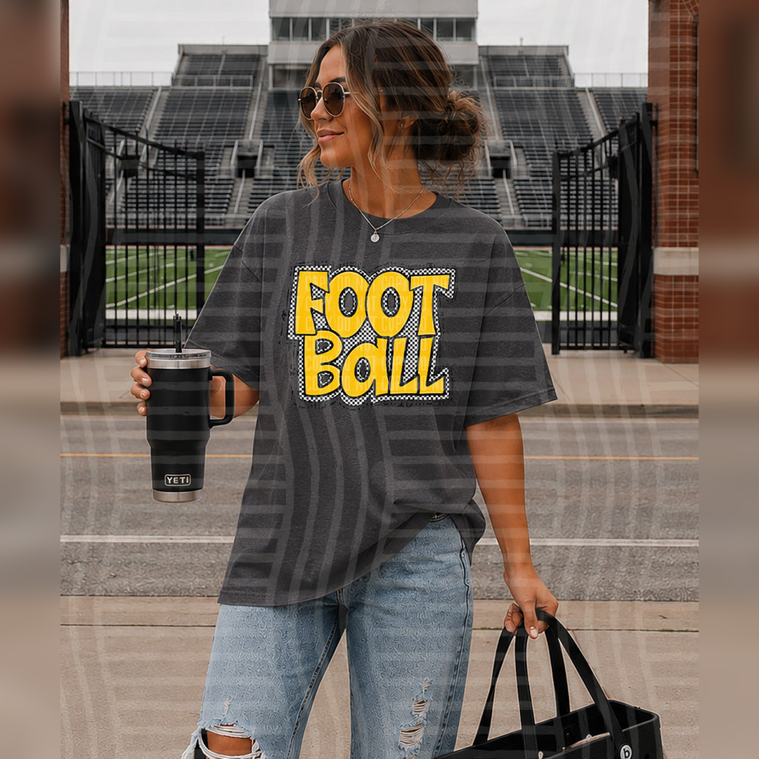Preppy Checker Football Yellow – DTF Transfer