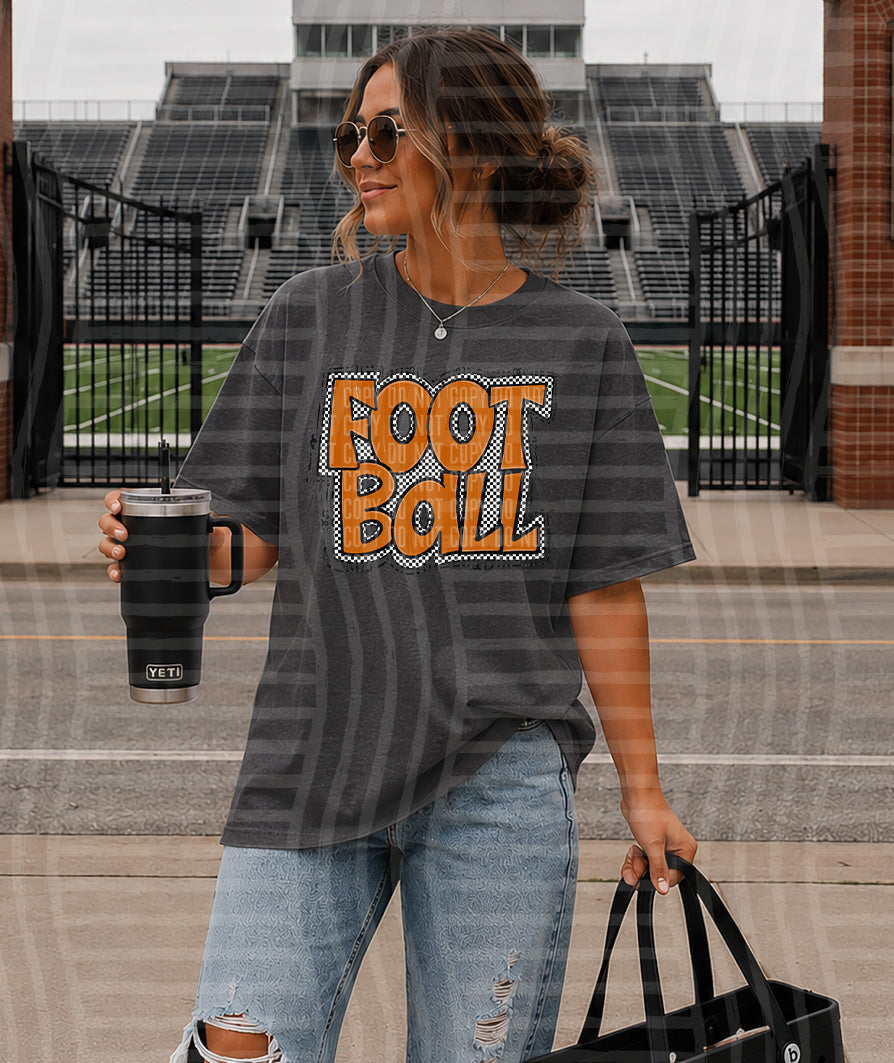 PREPPY CHECKER FOOTBALL BURNT ORANGE