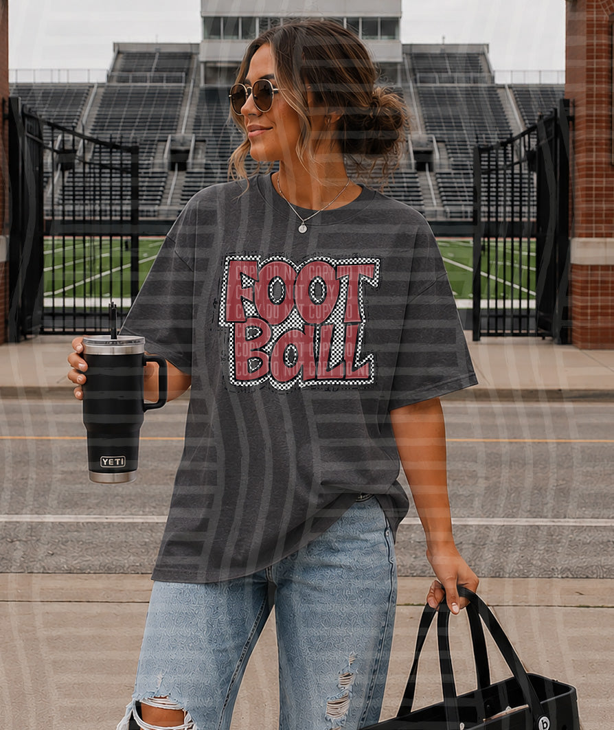 PREPPY CHECKER FOOTBALL CRIMSON