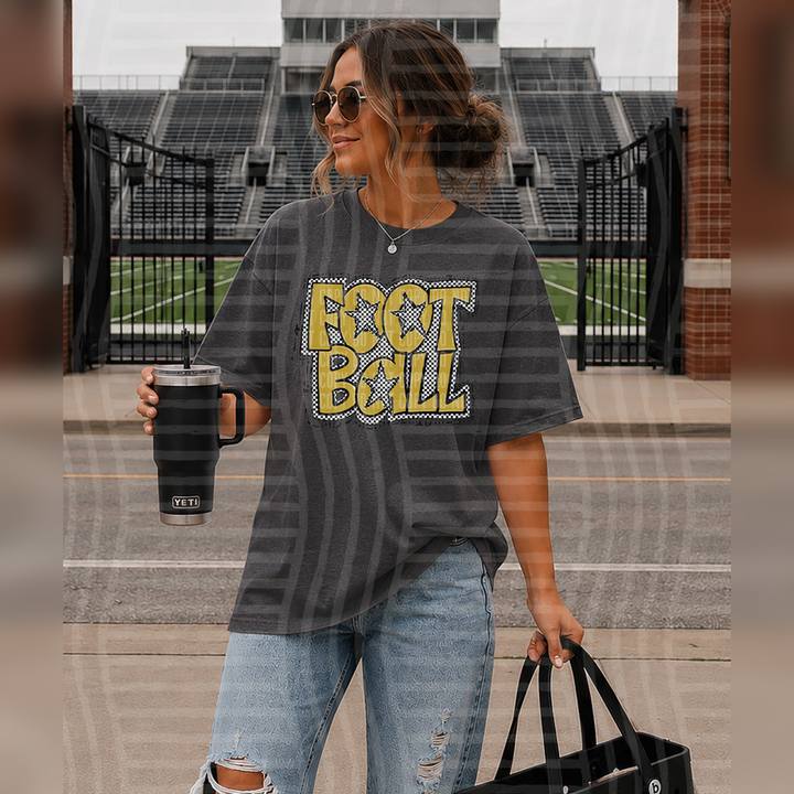 Preppy Checker Football Gold Stars – DTF Transfer
