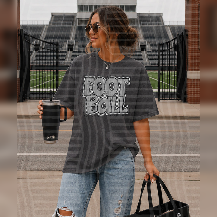 Preppy Checker Football Grey – DTF Transfer