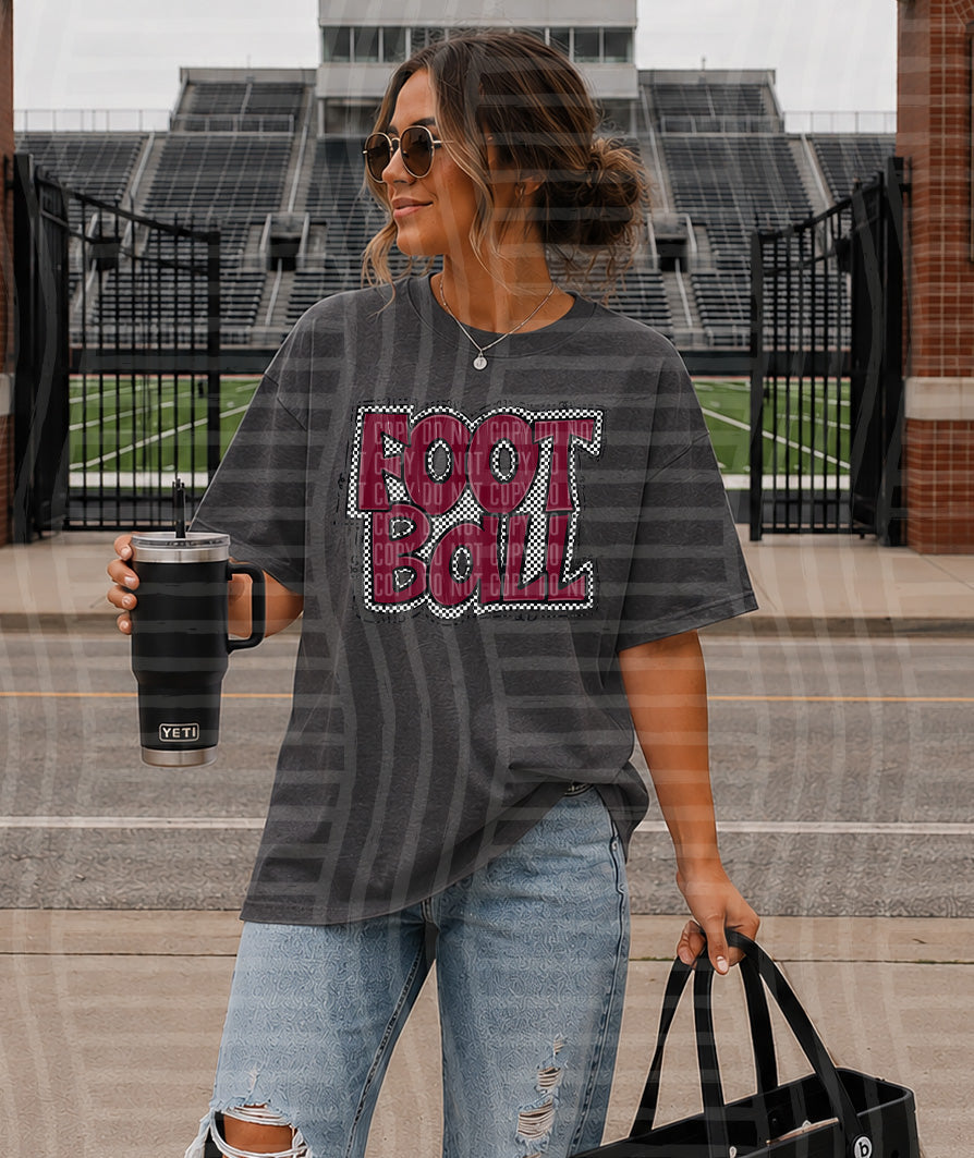 PREPPY CHECKER FOOTBALL MAROON