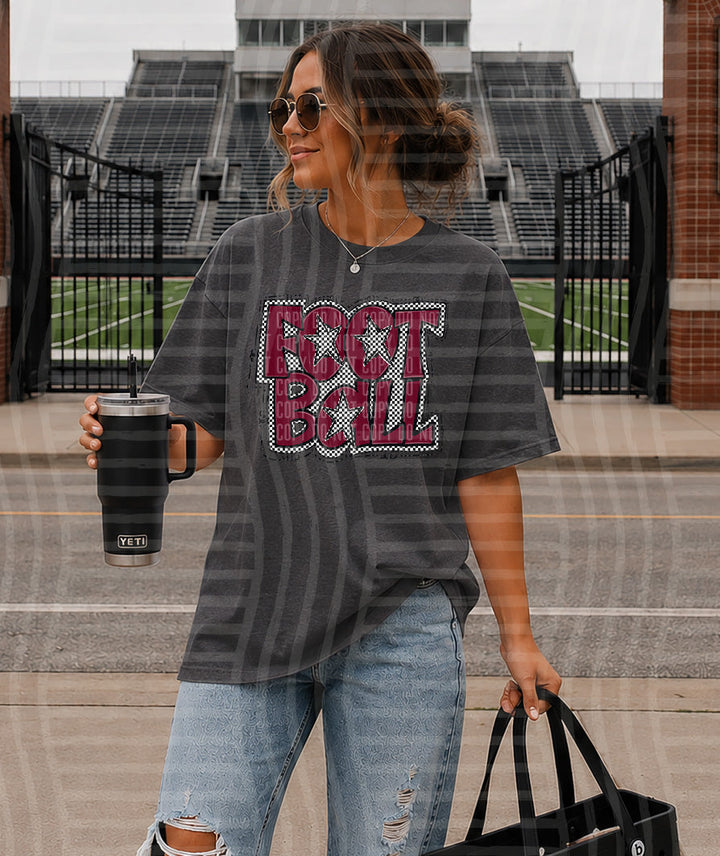 PREPPY CHECKER FOOTBALL MAROON STARS