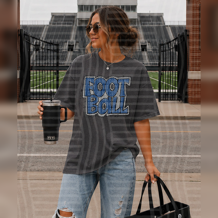 Preppy Checker Football Navy – DTF Transfer