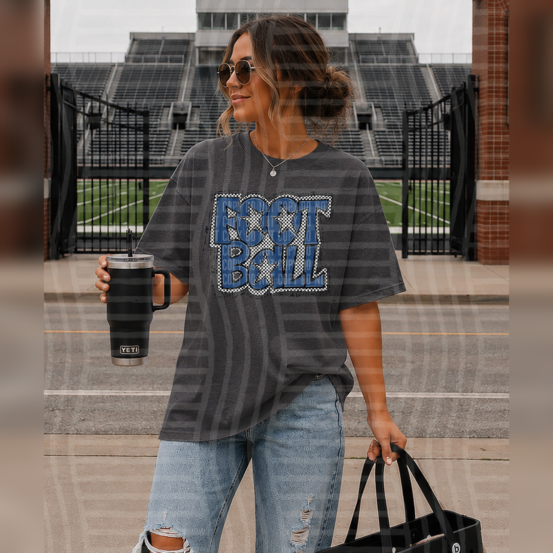 Preppy Checker Football Navy Stars – DTF Transfer