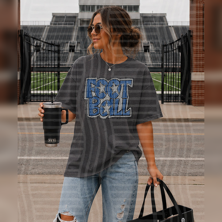 Preppy Checker Football Navy Stars – DTF Transfer