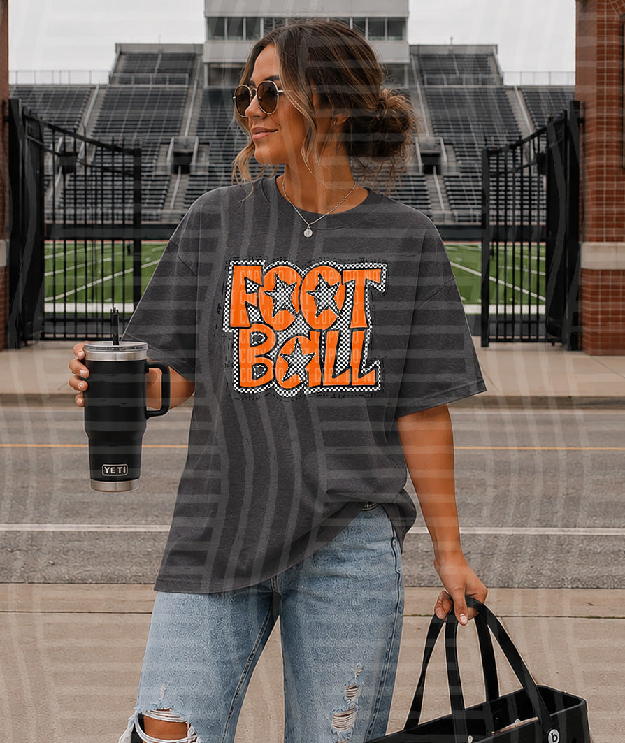 PREPPY CHECKER FOOTBALL ORANGE STARS