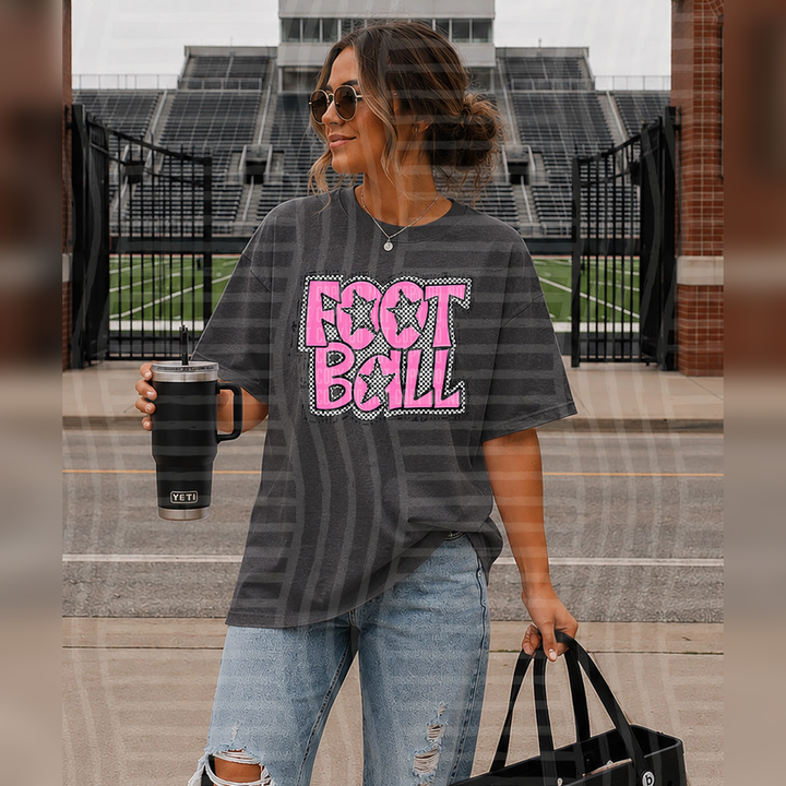 Preppy Checker Football Pink Stars – DTF Transfer