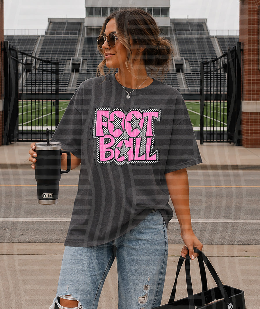 PREPPY CHECKER FOOTBALL PINK STARS