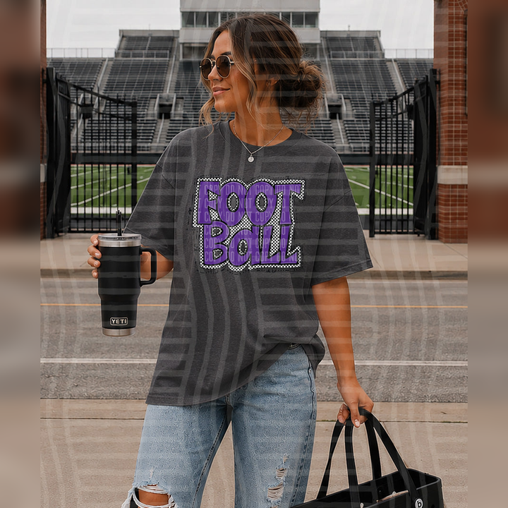 Preppy Checker Football Purple – DTF Transfer