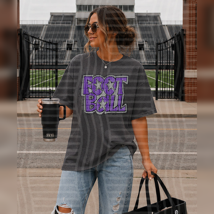 Preppy Checker Football Purple Stars – DTF Transfer