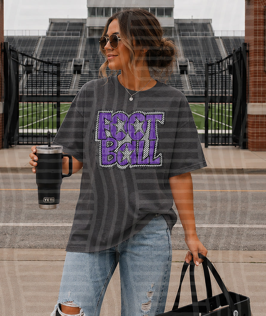 PREPPY CHECKER FOOTBALL PURPLE STARS