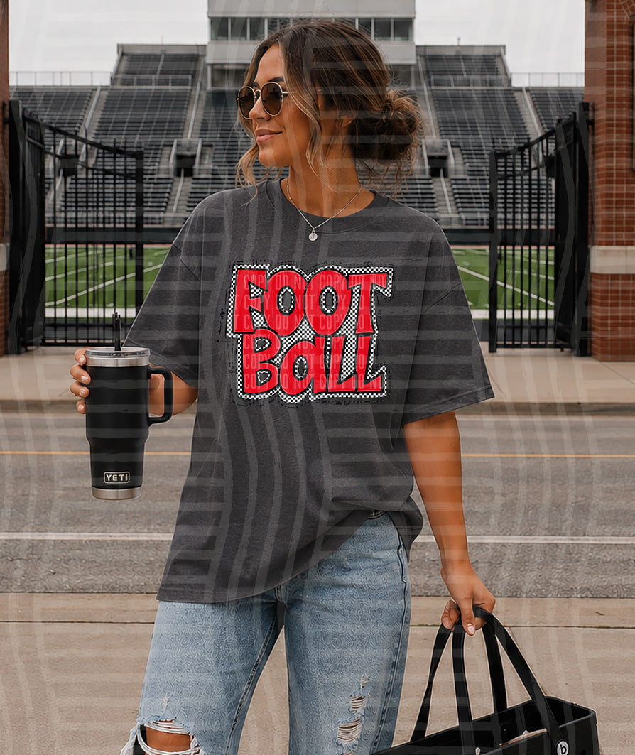 PREPPY CHECKER FOOTBALL RED