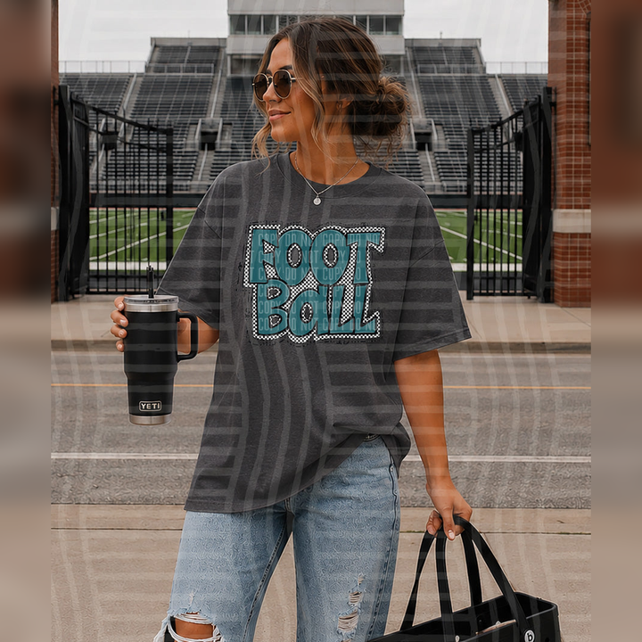 Preppy Checker Football Teal – DTF Transfer