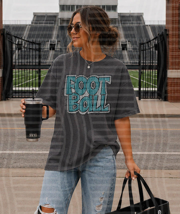 PREPPY CHECKER FOOTBALL TEAL