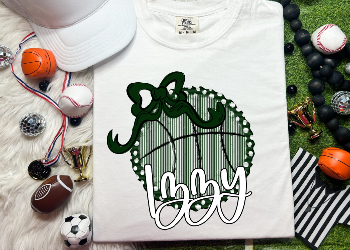PREPSTER BASKETBALL DARK GREEN WITH DARK GREEN BOW IZZY