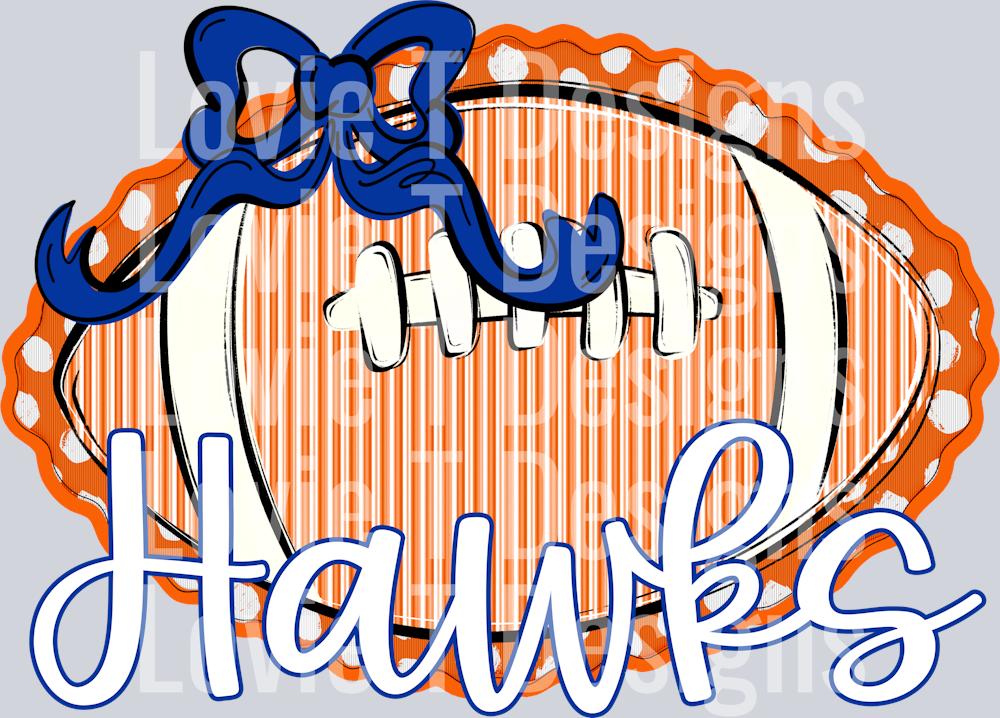 PREPSTER FOOTBALL ORANGE WITH ROYAL BOW HAWKS