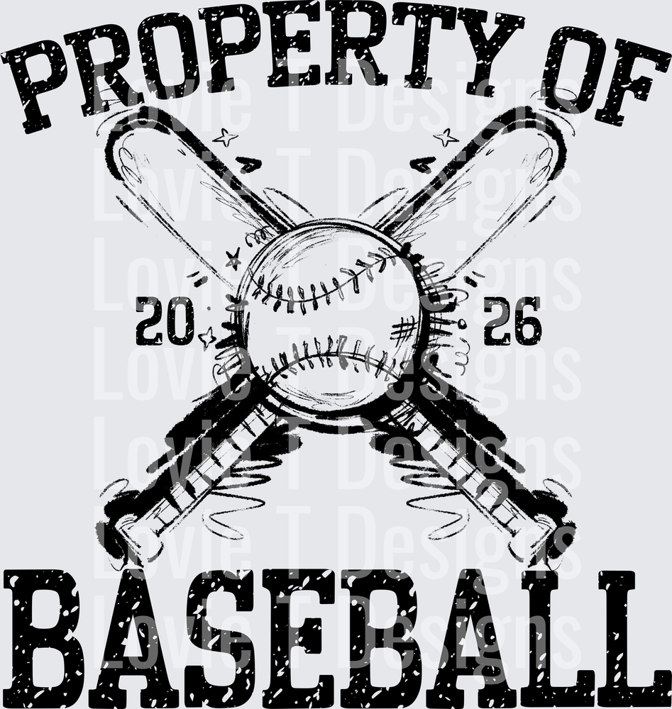 Property of Baseball DTF transfer design