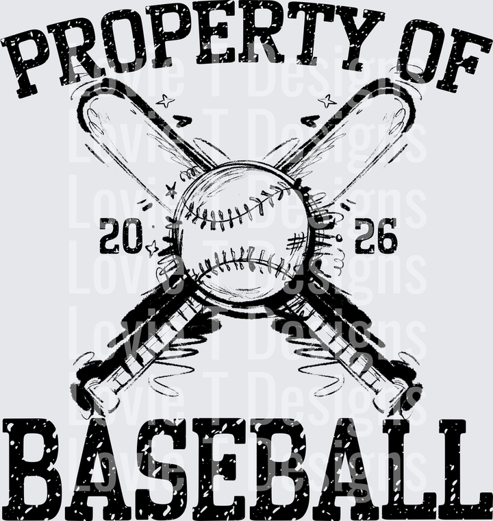 Property of Baseball DTF transfer design