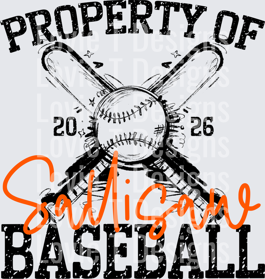 PROPERTY OF BASEBALL ORANGE SAILLISAW