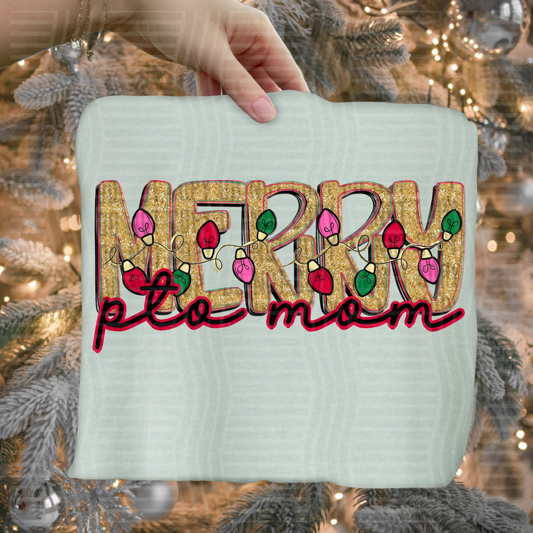 PTO Mom Merry Lights School Staff DTF transfer