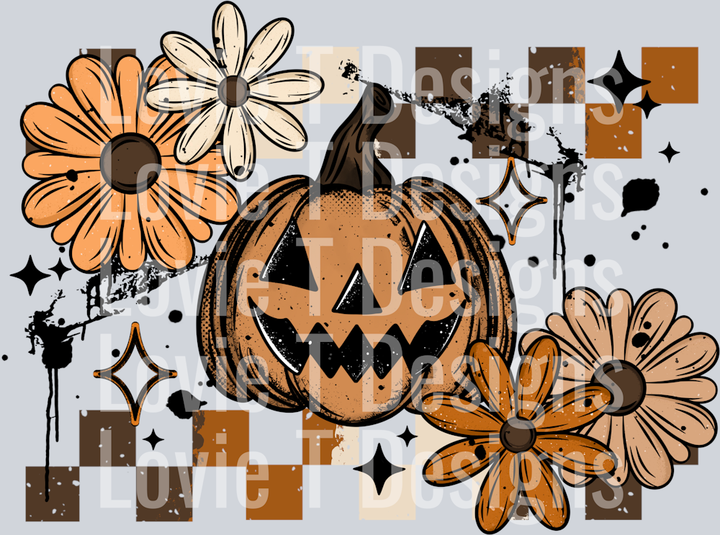 Pumpkin_Floral_Checkers