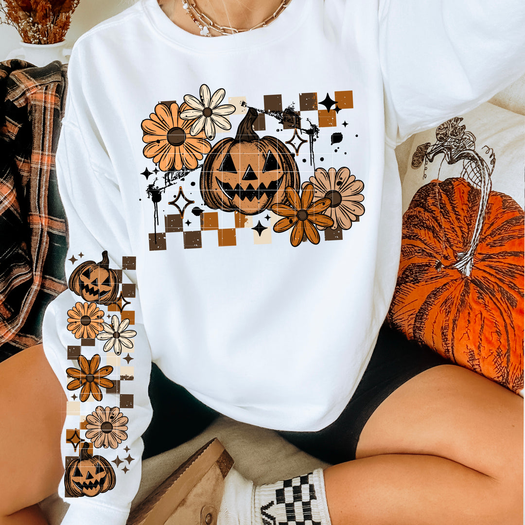 PUMPKIN FLORAL CHECKERS