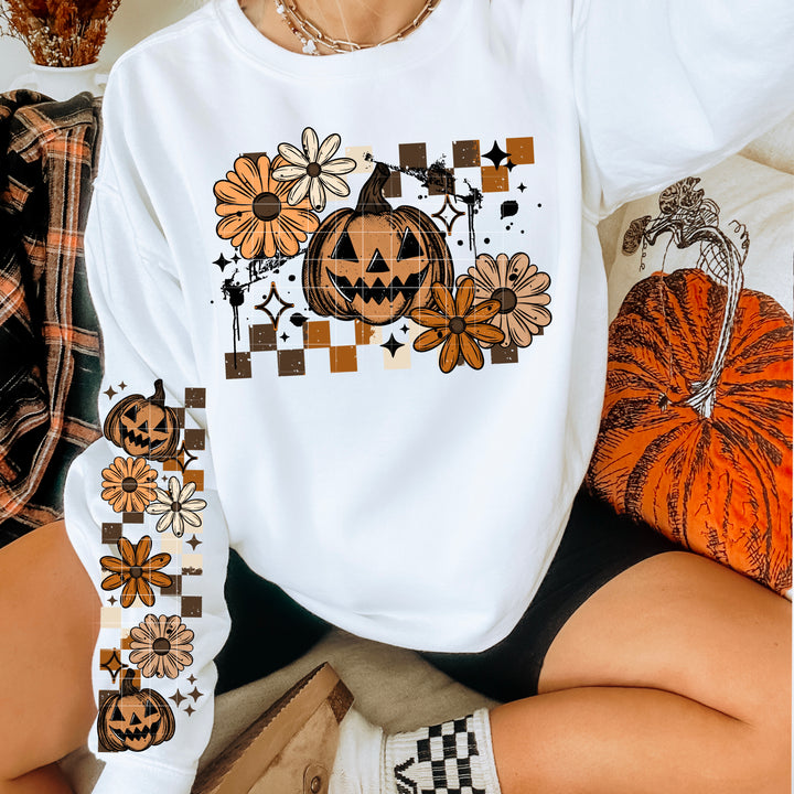 PUMPKIN FLORAL CHECKERS
