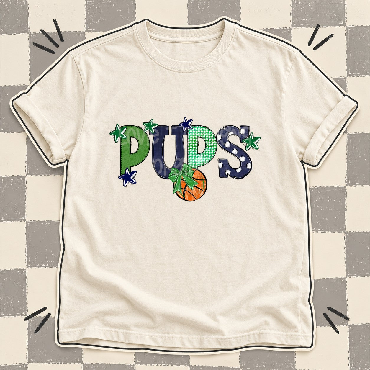 Mixed Doodle Basketball Mascots – Mascot Colors Pups Green Navy design