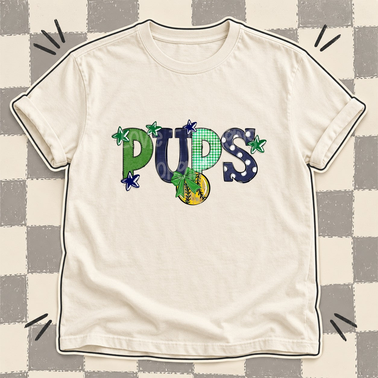Mixed Doodle Softball Mascots – Mascot Colors Pups Green Navy design