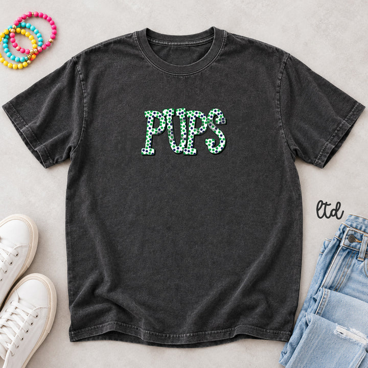 Pups Kelly Green Navy Blue Polka Dot Mascots DTF transfer mockup