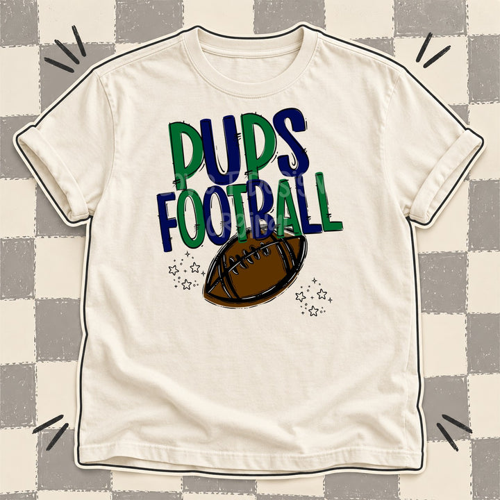Pups Kelly Green Navy Team Go Football Mascots DTF transfer mockup