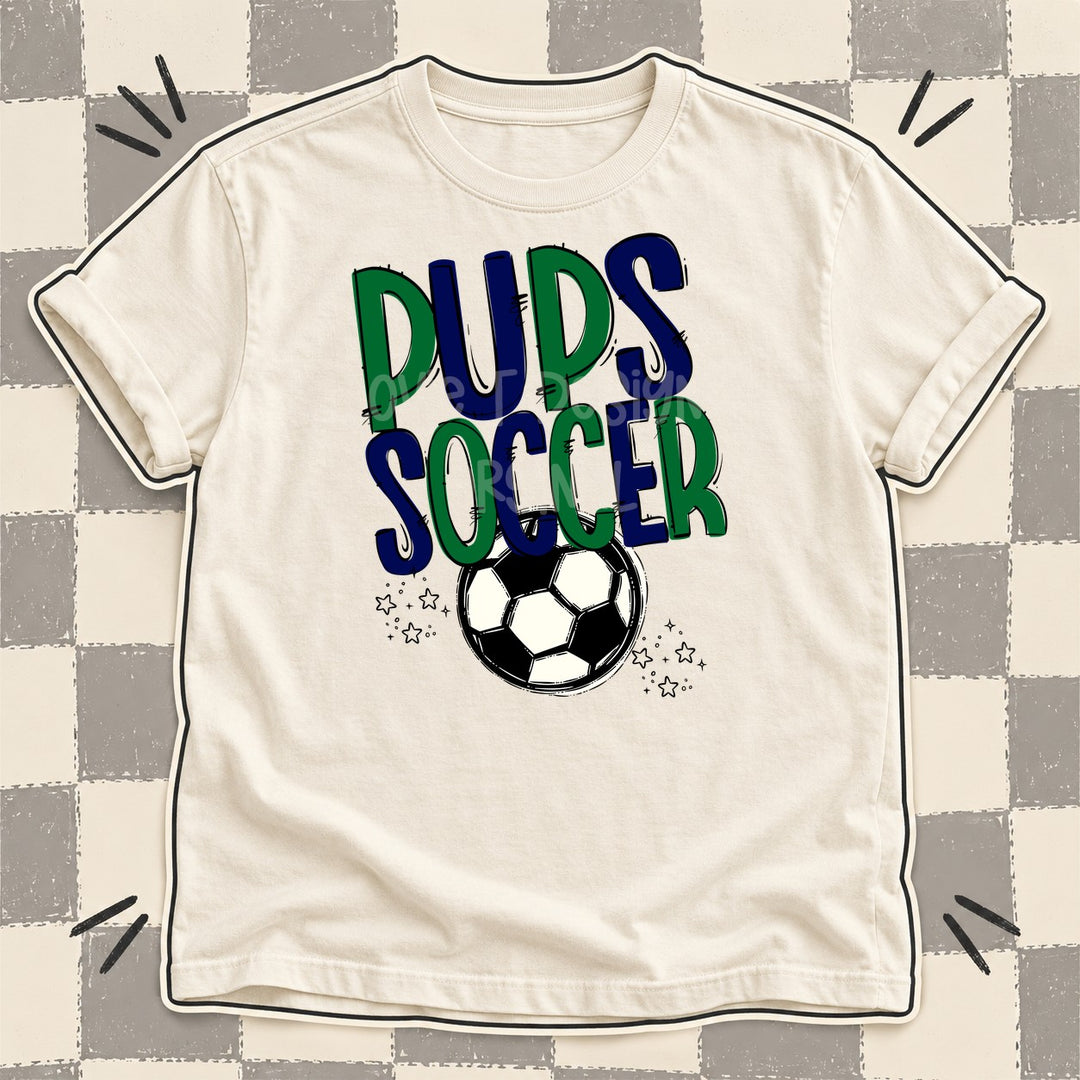 Pups Kelly Green Navy Team Go Soccer Mascots DTF transfer mockup