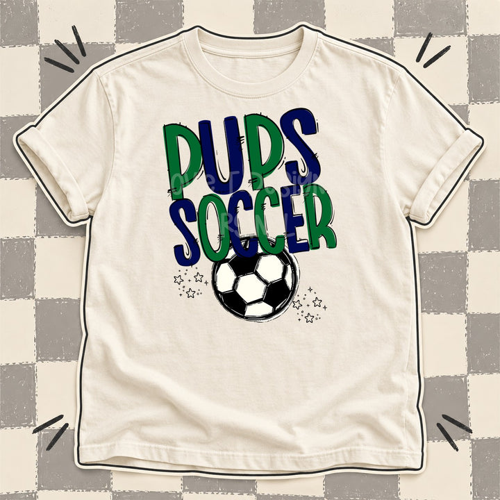 Pups Kelly Green Navy Team Go Soccer Mascots DTF transfer mockup