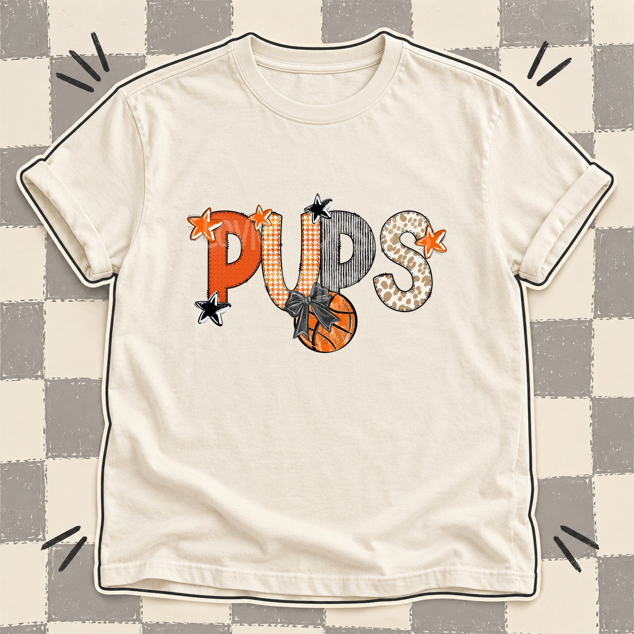 Mixed Doodle Basketball Mascots – Hoops Houndstooth Pups design