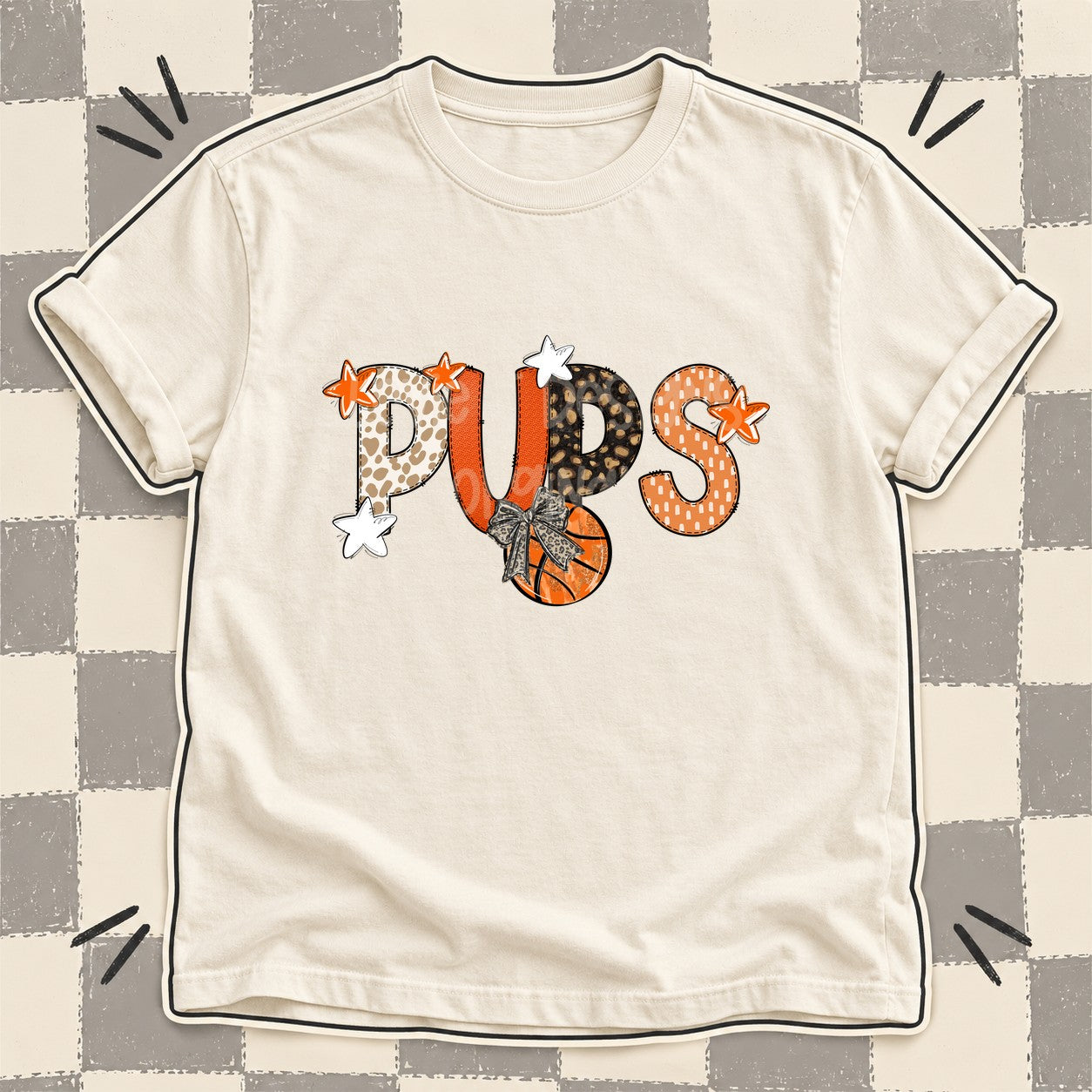 Mixed Doodle Basketball Mascots – Orange and Brown Pups design