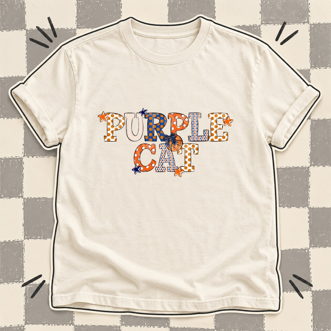 Mixed Doodle Basketball Mascots – Court Classic Purple Cat design
