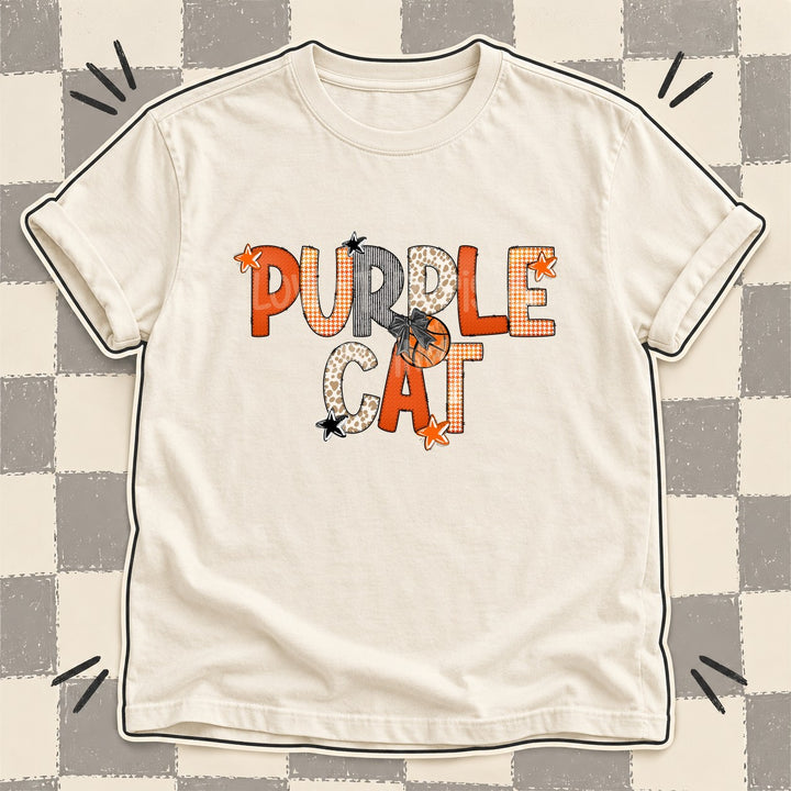 Purple Cat Mixed Doodle Basketball Mascots – Hoops Houndstooth DTF transfer mockup