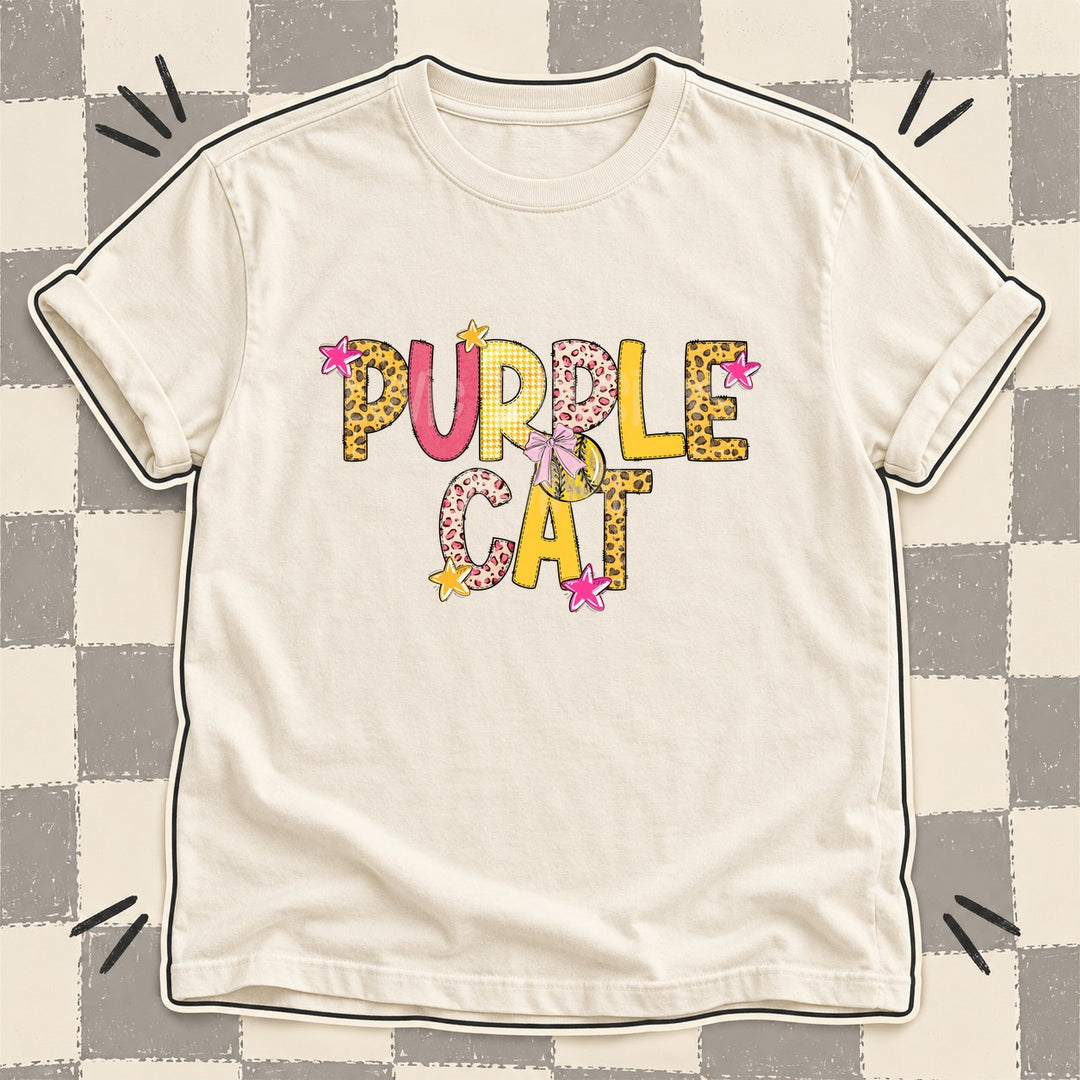 Purple Cat Mixed Doodle Softball Mascots – Sunshine Leopard DTF transfer mockup