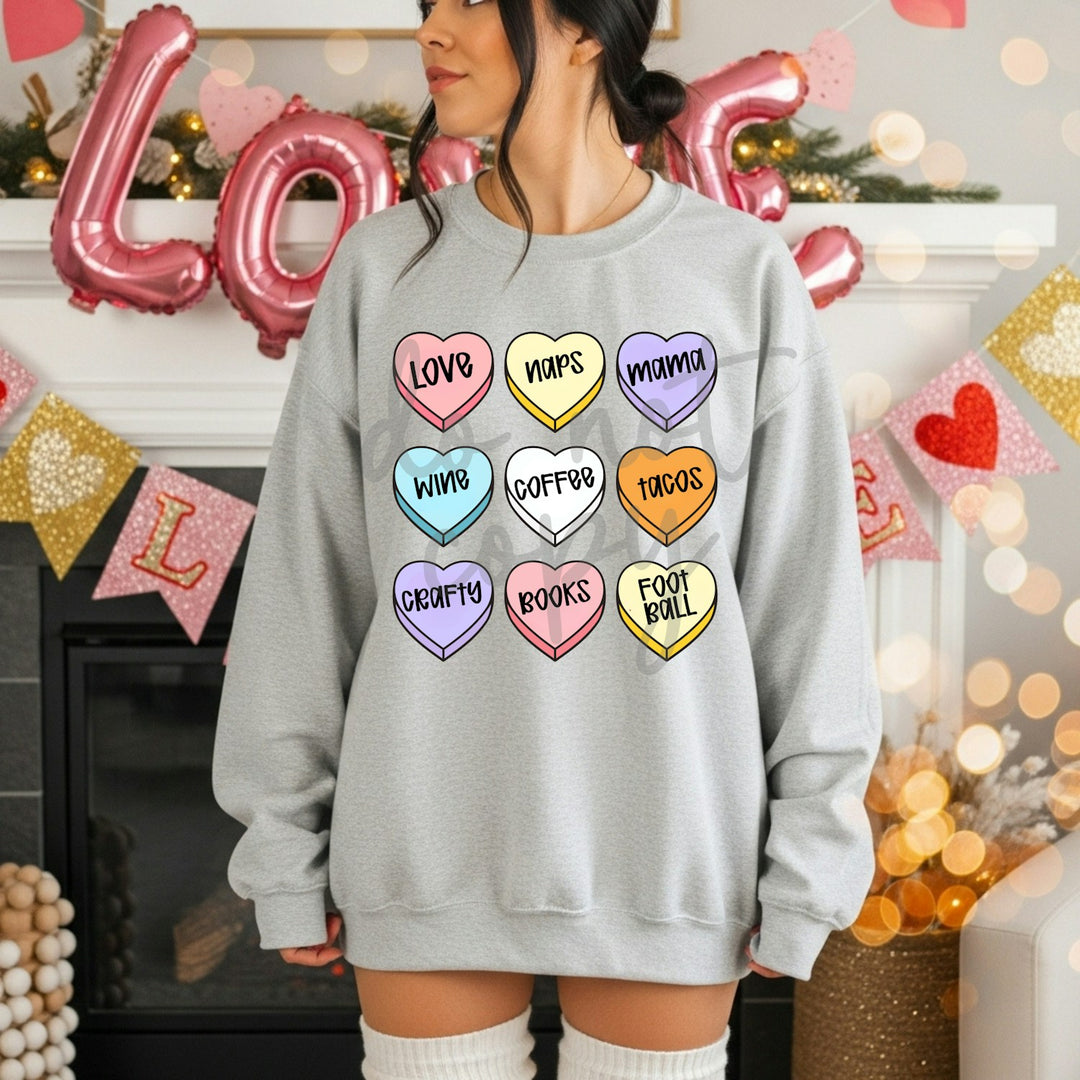 Conversation Hearts Custom Words customizable DTF transfer mockup