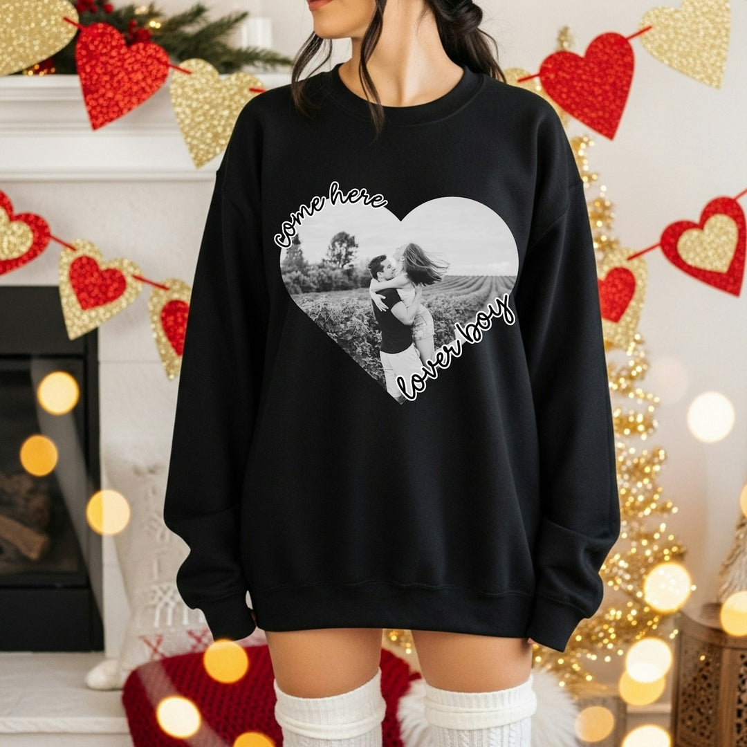 Come Here Lover Boy Heart Photo Frame customizable DTF transfer mockup