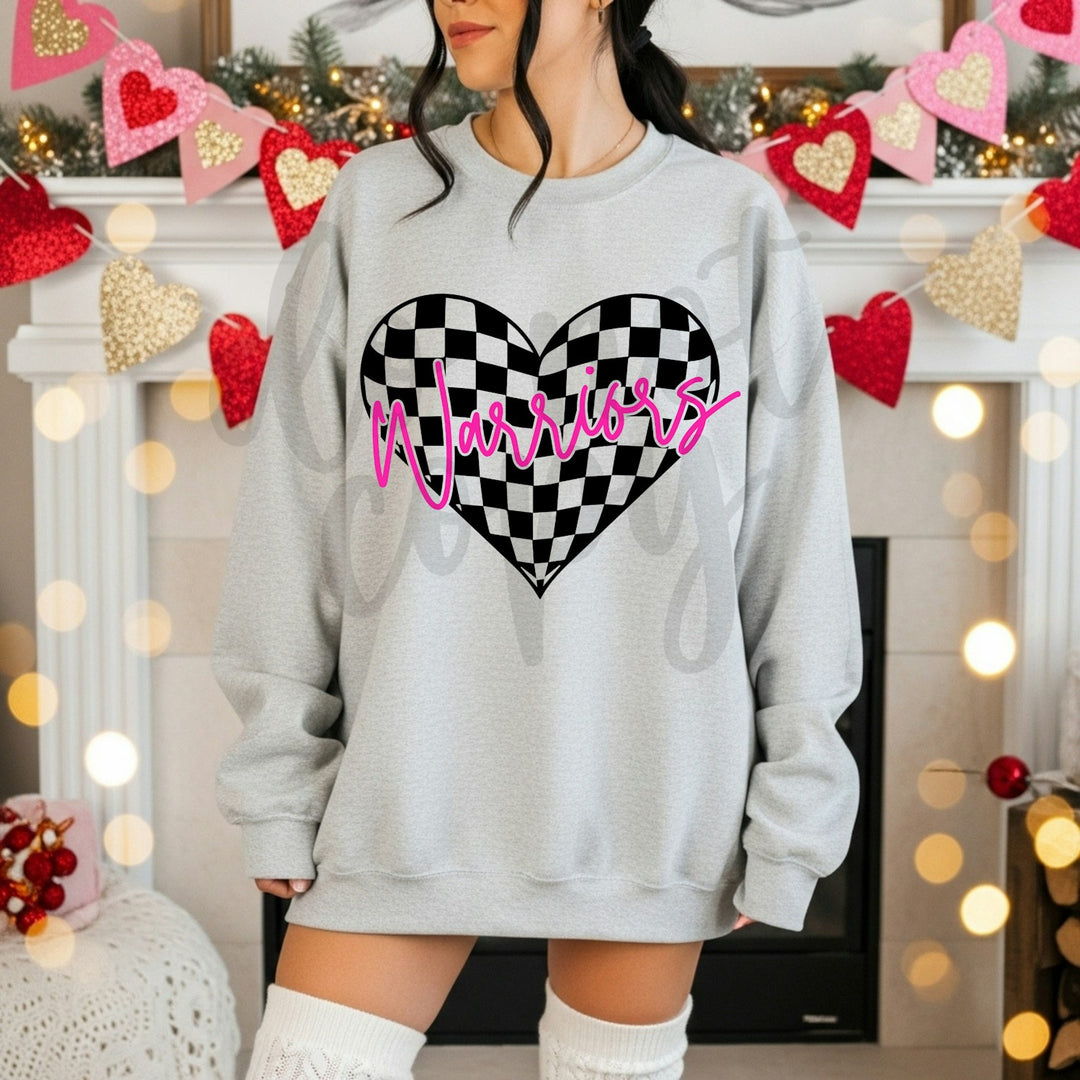 Checkered Heart Mascot customizable DTF transfer mockup