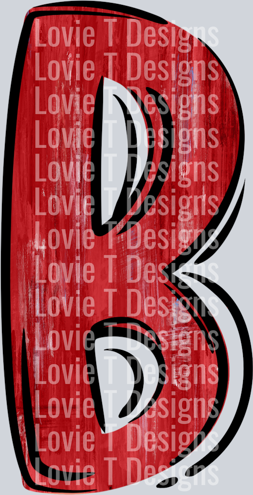 Painted Team Initials RED B BLACK