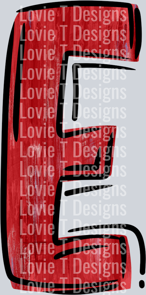 Painted Team Initials RED E BLACK
