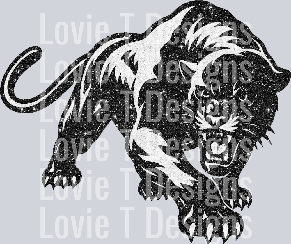 Panther Glitter Mascot White Black