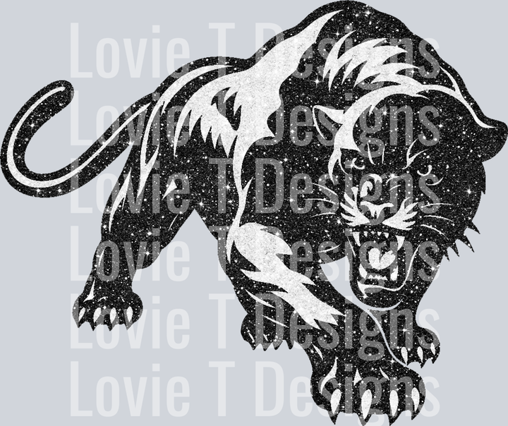 Panther Glitter Mascot White Black