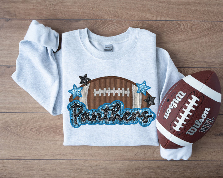 PANTHERS FOOTBALL FAUX APPLIQUE