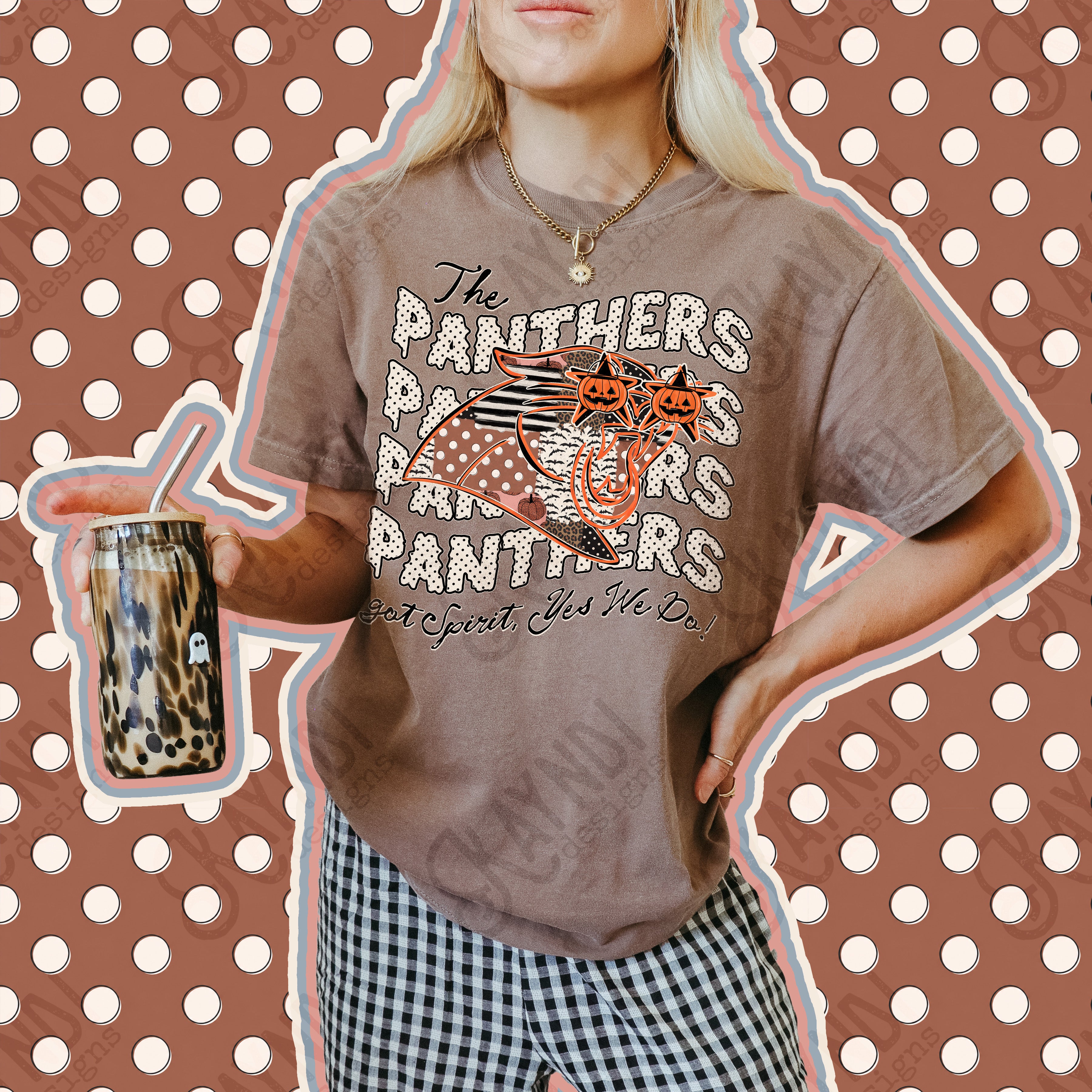 Patchwork Pumpkin Spirit Mascots Panthers 2 design