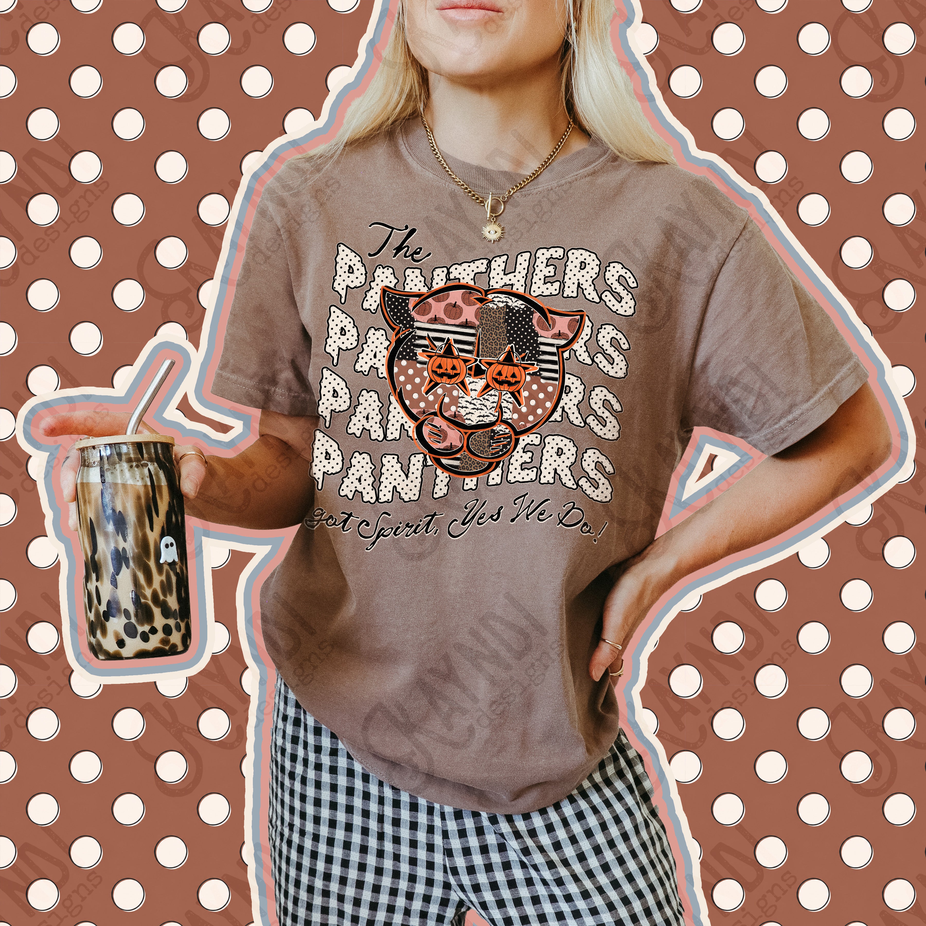 Patchwork Pumpkin Spirit Mascots Panthers 3 design